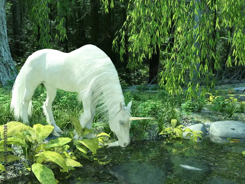 unicorn drinking water